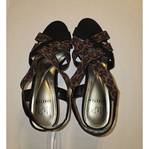 Women's Leopard Print Size 7 Wedge Sandals Eleesa by Impo Stretch Memory Foam